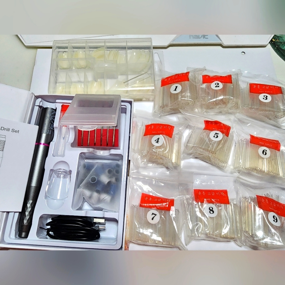 Nail kit with Cordless drill and dip powder